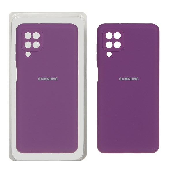 قاب سیلیکونی پاک کنی محافظ لنزدار اورجینال Samsung Galaxy A12 / M12 / F12 - ارغوانی (پک اصلی)